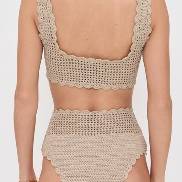 Beach Riot Andy Crochet Swim Top & Wyatt Crochet Bottom Set Beige - Picture 5 of 5